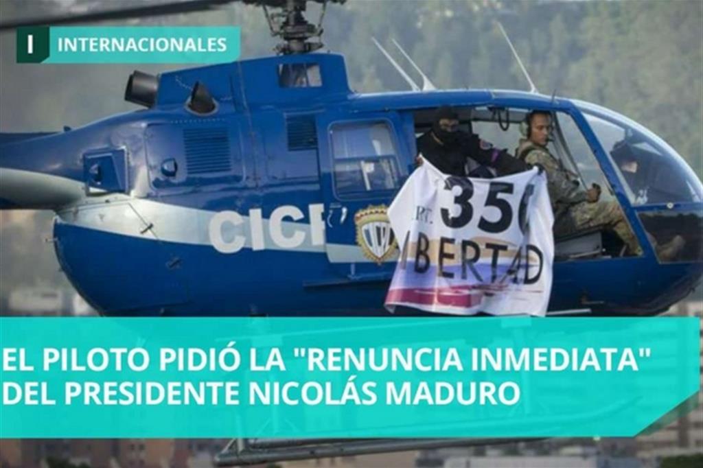 Óscar Pérez sull'elicottero che ha rubato per compiere il blitz a Caracas