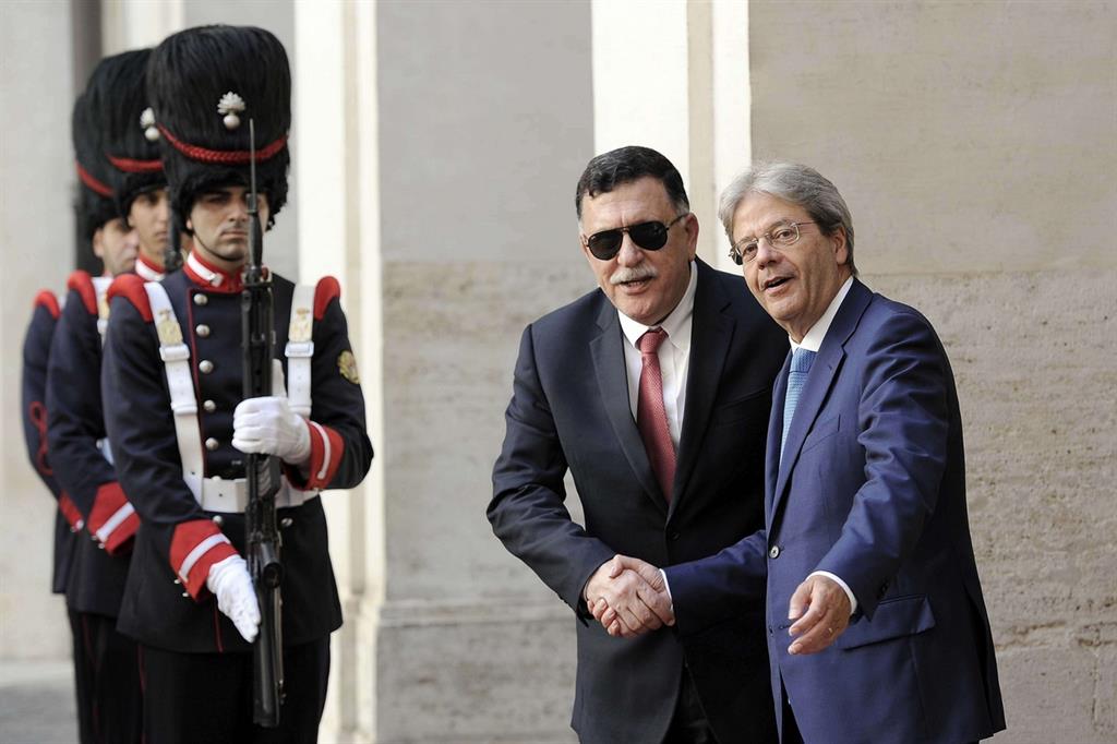 Palazzo Chigi: il presidente del Consiglio Gentiloni incontra il Primo Ministro libico Al-Sarraj