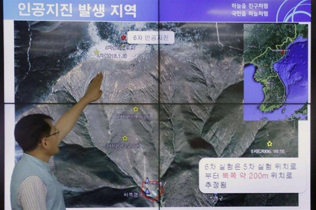 L’immagine satellitare del sito di Punggye-ri (Epa)