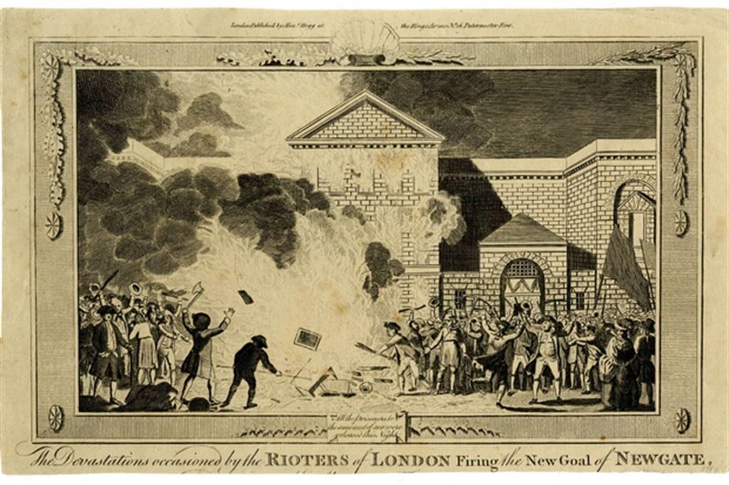 1780, La Rivolta di Gordon illustrata in una stampa dell’epoca (© Trustees of the British Museum)