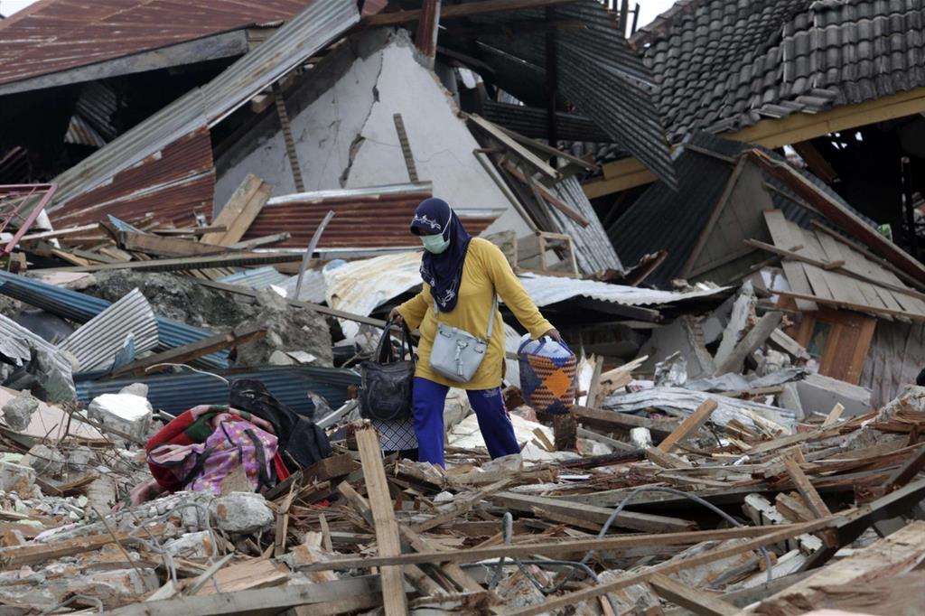 La devastazione sull'isola di Sulawesi, in Indonesia (Ansa)
