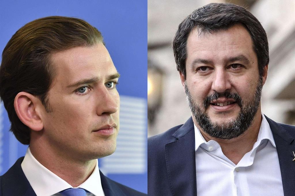 il cancelliere austriaco, il conservatore Sebastian Kurz, 32 anni, e il vicepremier italiano e ministro degli Interni, Matteo Salvini