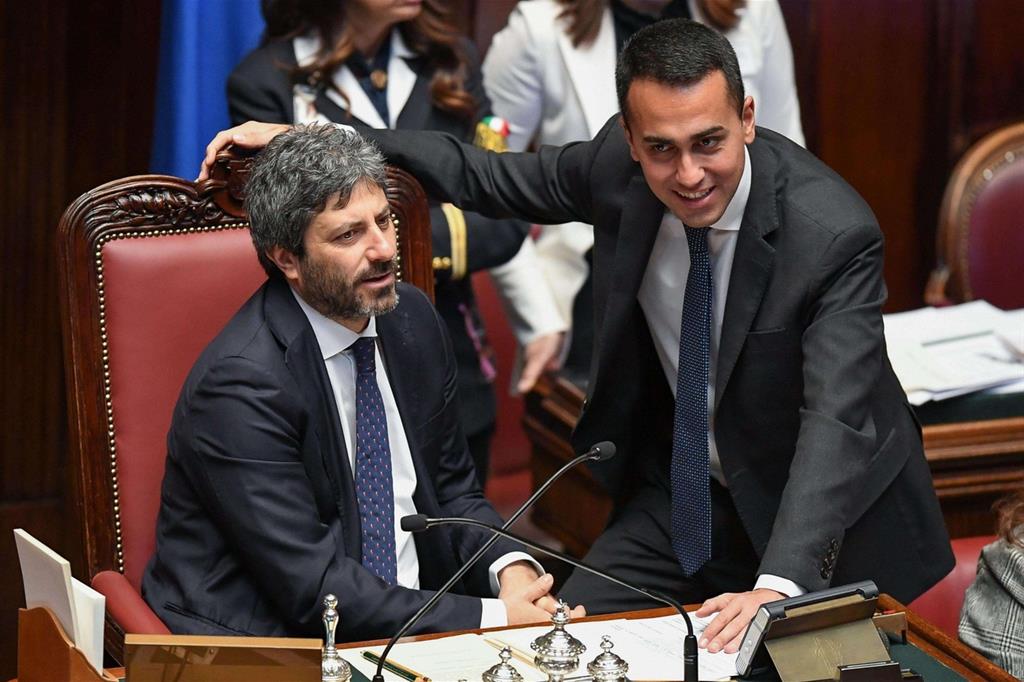 Il presidente della Camera Roberto Fico e il vicepremier Luigi Di Maio