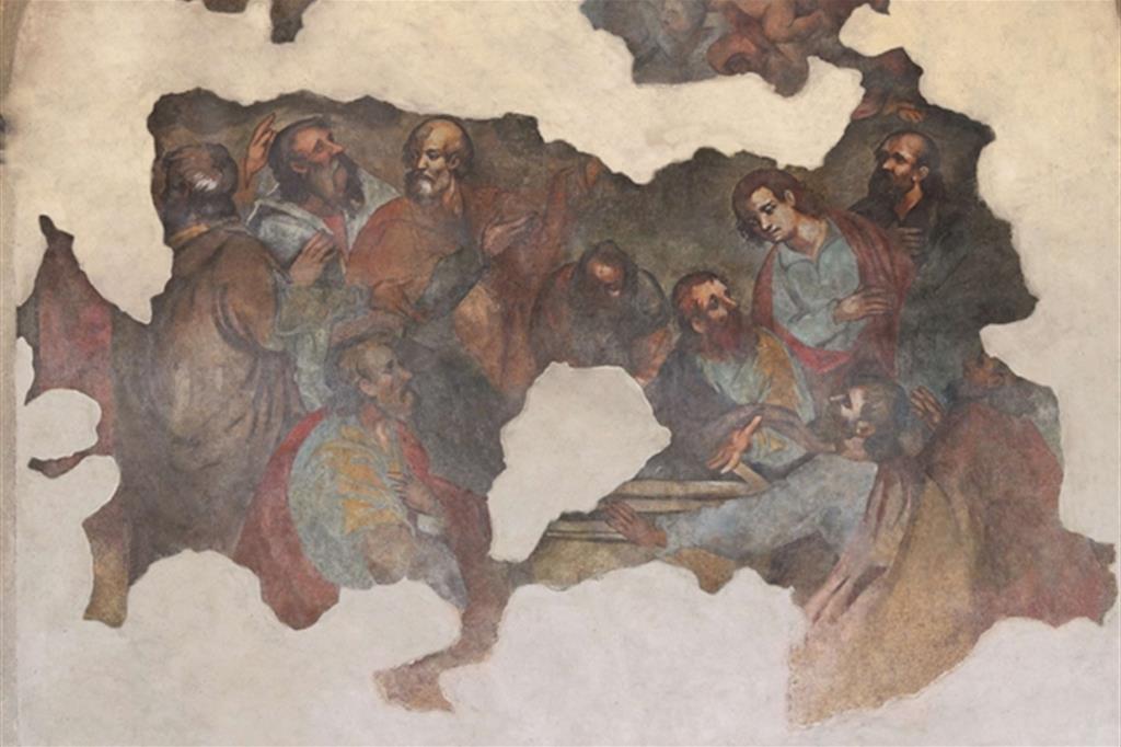 Il grande affresco del ’600 restaurato sulla facciata della Matrice Vecchia di Castelbuono. Rappresenta l'Assunzione della Vergine