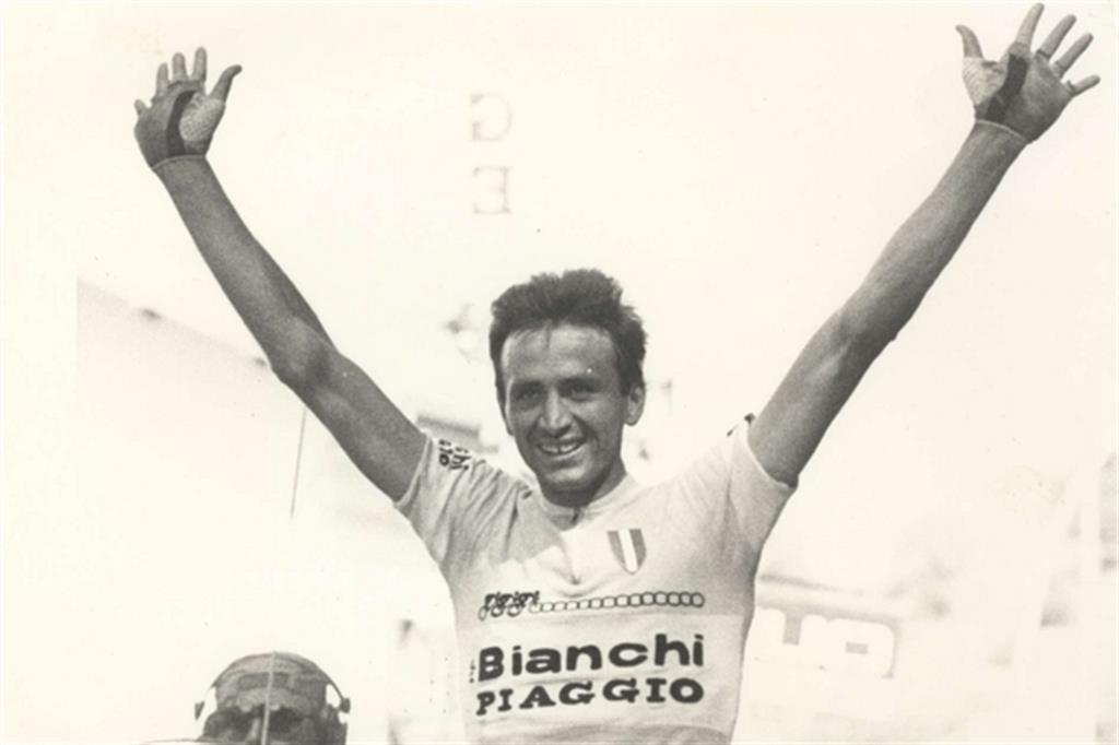 Gianbattista Baronchelli vittorioso a Cascia in una tappa del Giro del 1981