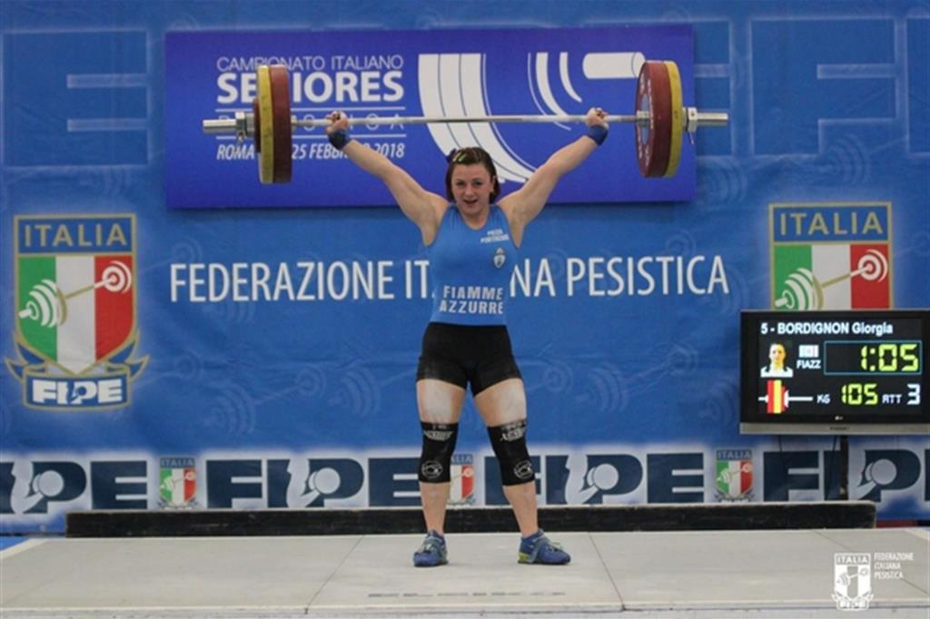 Giorgia Bordignon, ai mondiali di sollevamento per salire sul podio