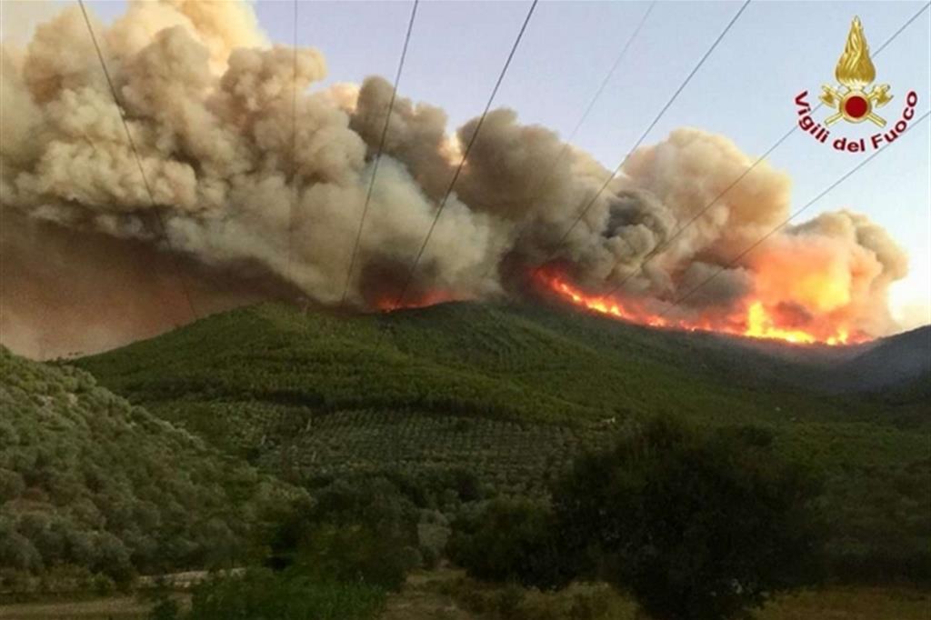 Il Monte Serra devastato da un incendio di probabile origine dolosa
