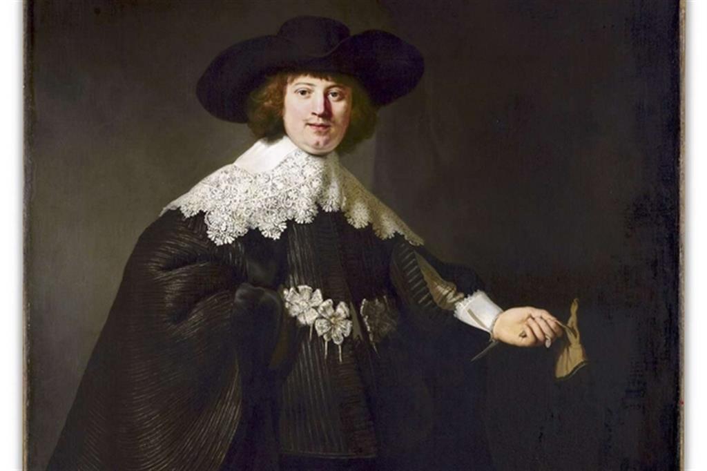 Il ritratto di Marten Soolmans eseguito da Rembrandt nel 1634 e da poco restaurato (particolare)