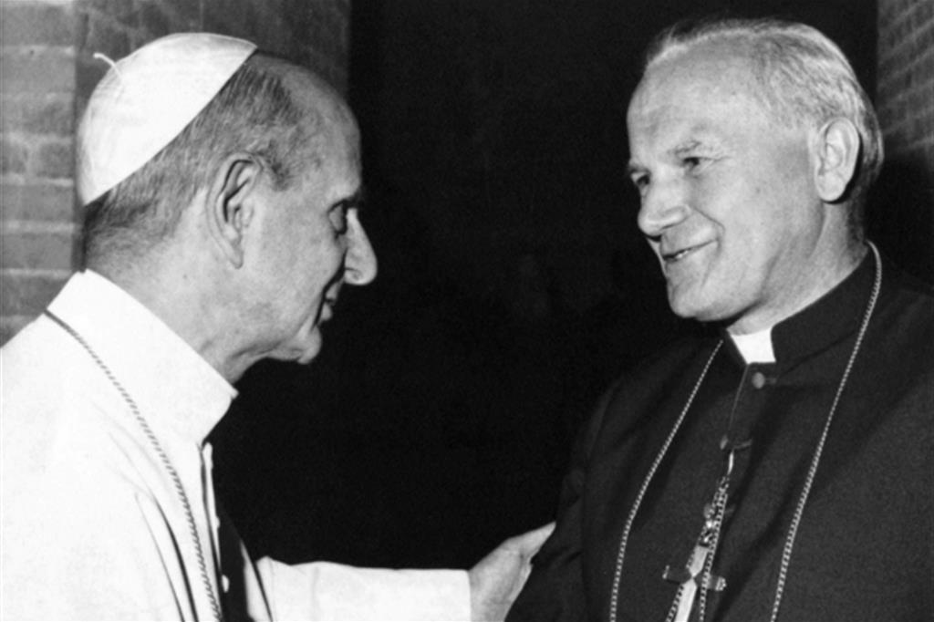 Papa Paolo VI con l’allora cardinale di Cracovia, Karol Wojtyla