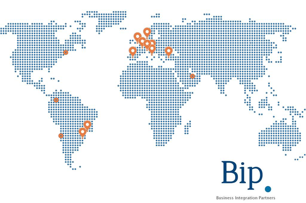 La mappa della presenza globale della multinazionale italiana della consulenza Bip