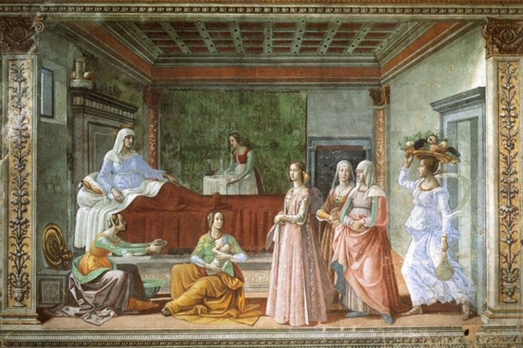 La nascita di Giovanni Battista, Cappella Tornabuoni a Firenze