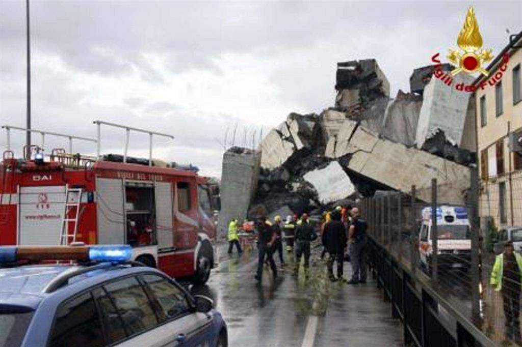 Il ponte Morandi crollato a Genova