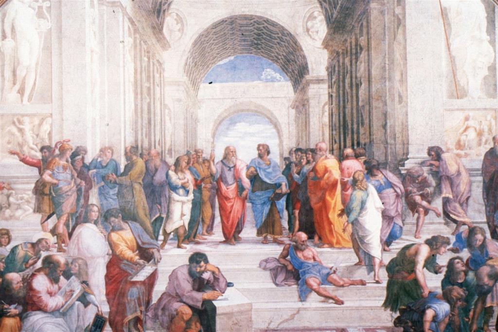 L'affresco della "Scuola di Atene" di Raffaello, nei Musei Vaticani