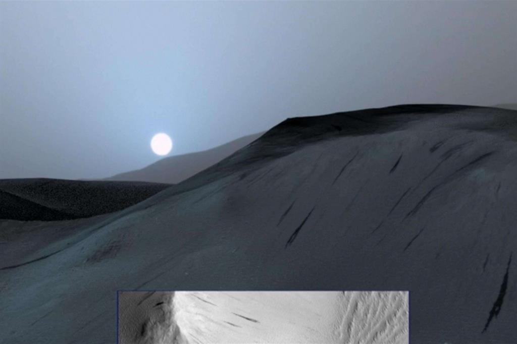 Le immagini arrivate dallo strumento CaSSIS sono un'ulteriore testimonianza dell'"impegno importantissimo dell'Italia nella missione ExoMars", ha detto il presidente dell'Asi, Roberto Battiston. Qui l'interno del cratere Nicholson (100 km di diametro Ansa/Inaf - 