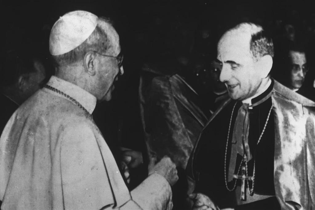 Pio XII con Giovanni Battista Montini