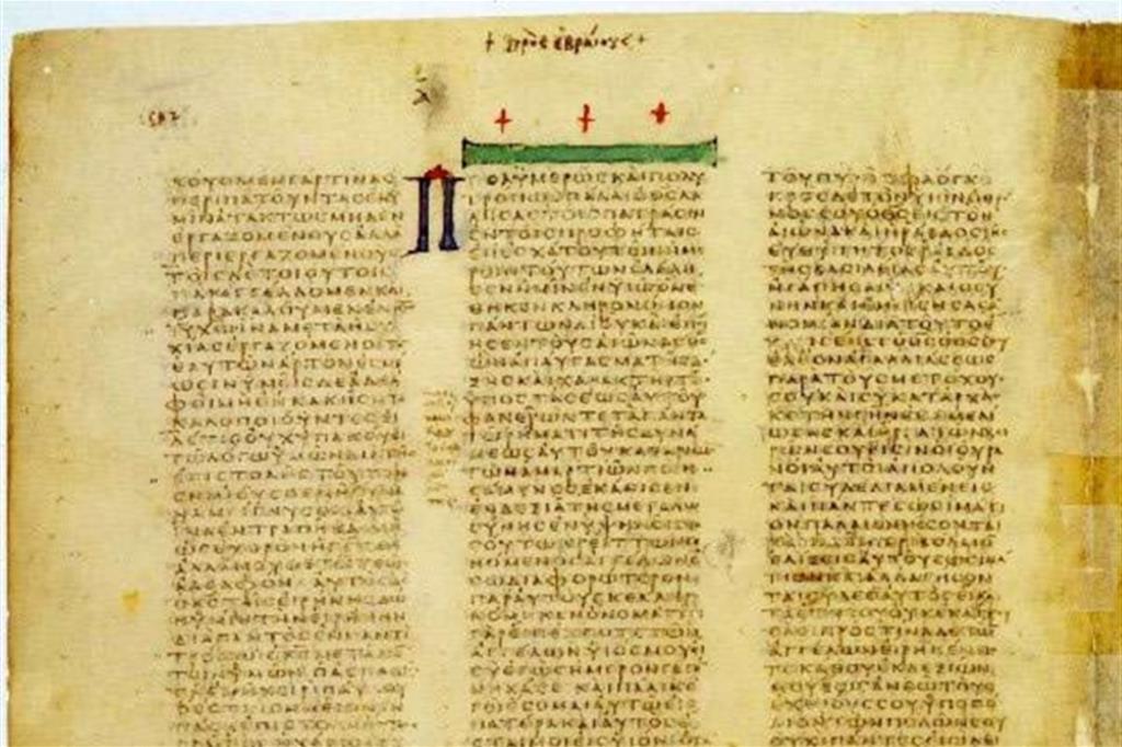 Una pagina del Codex Vaticanus che riprende la Bibbia dei Settanta scritta in lingua greca