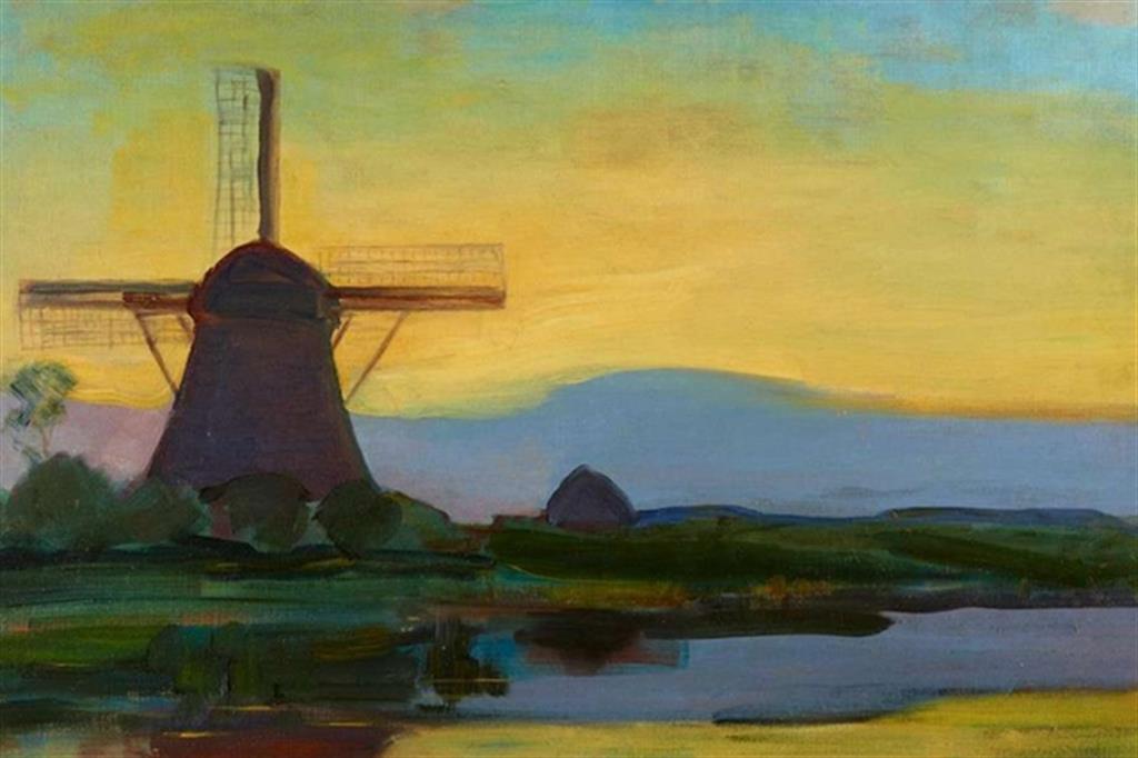 Piet Mondrian, "Mulino al tramonto" (1907-1908)