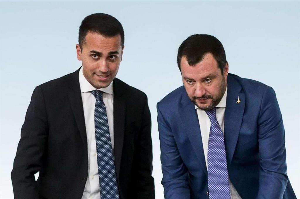 I vicepremier Luigi Di Maio (M5s) e Matteo Salvini (Lega) oggi a Vicenza (Ansa)
