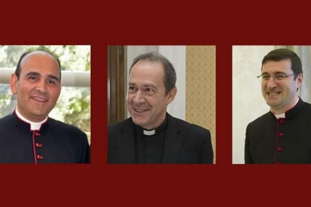 I nuovi Nunzi (da sinistra): Paolo Borgia, Antoine Camilleri e Paolo Rudelli (Vatican Media)