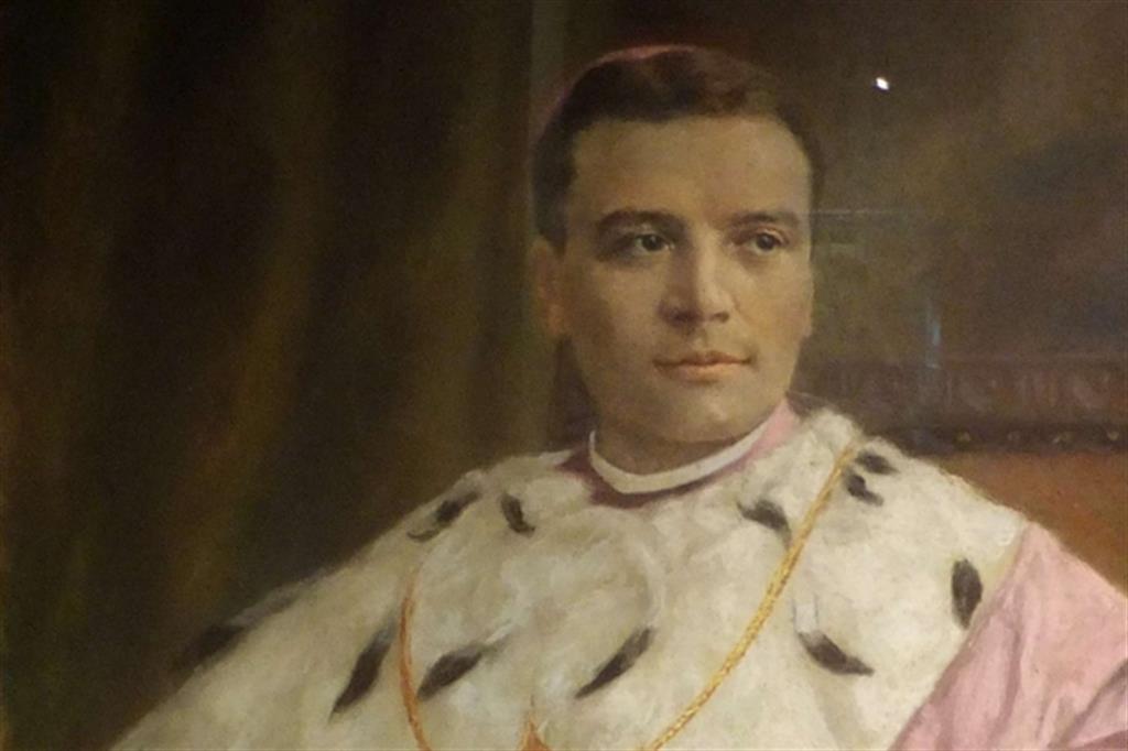 Il ritratto di monsignor Celestino Endrici realizzato nel 1905 da Giovanni Battista Chiocchetti (Wikimedia Commons)