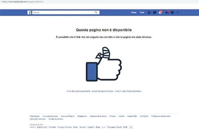 Risultati immagini per Facebook censura Casapound immagini