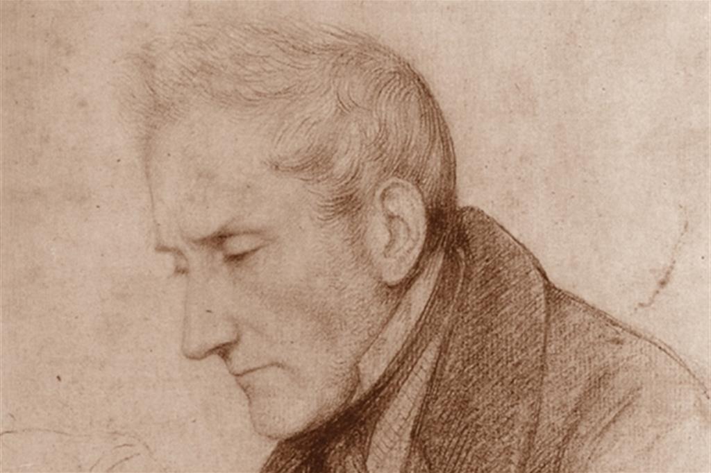 Alessandro Manzoni (1785-1873) in un ritratto eseguito da Stefano Stampa nel 1848