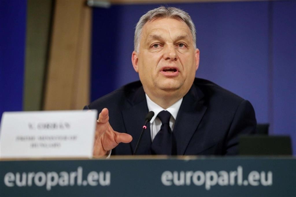Il leader ungherese Orbán. Il suo partito è stato sospeso dal Ppe (Ansa)
