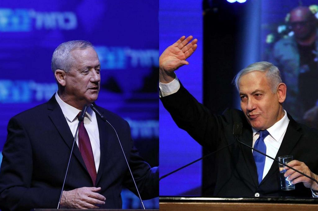 Gantz e Netanyahu (combo di foto Ansa)