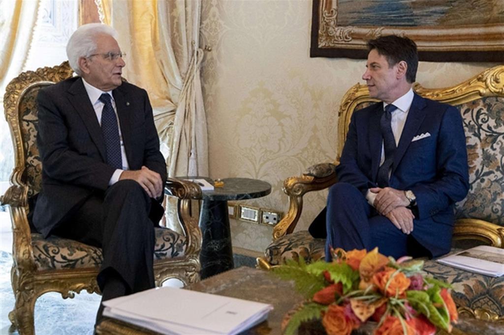 Il premier Conte a colloquio con il presidente Mattarella (Ansa)