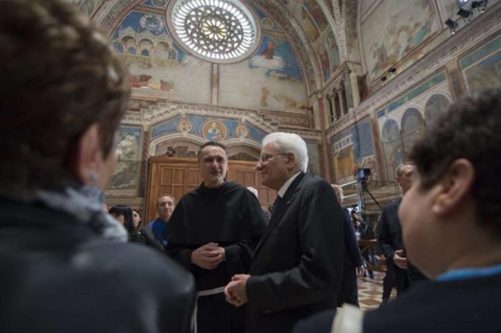 Il presidente della Repubblica Sergio Mattarella ad Assisi