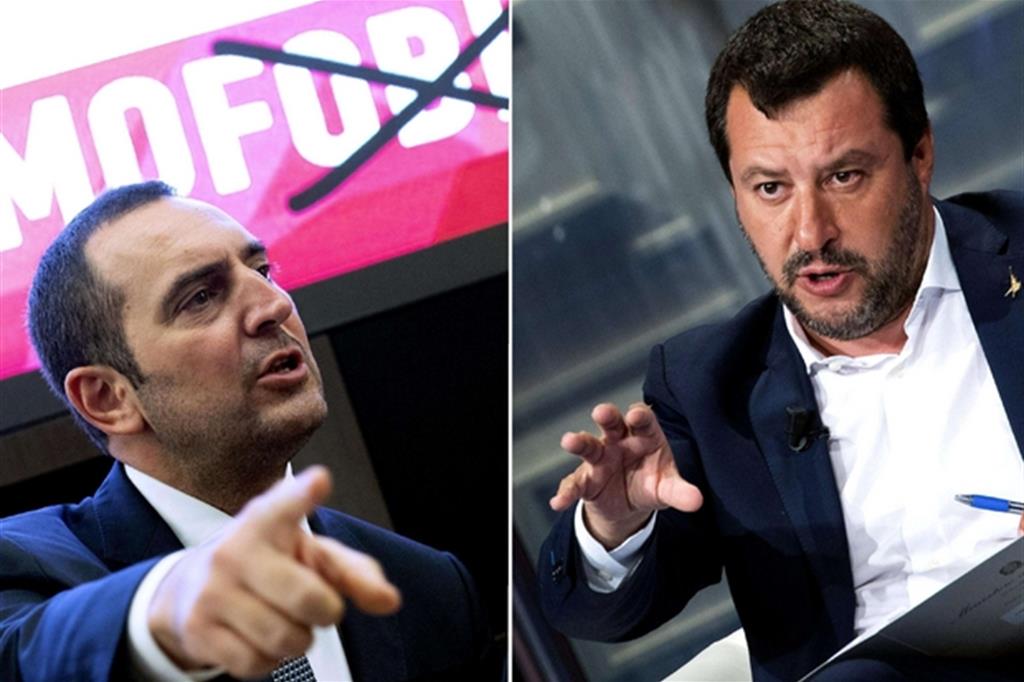Il sottosegretario Spadafora (sinistra) e il ministro Salvini (Ansa)