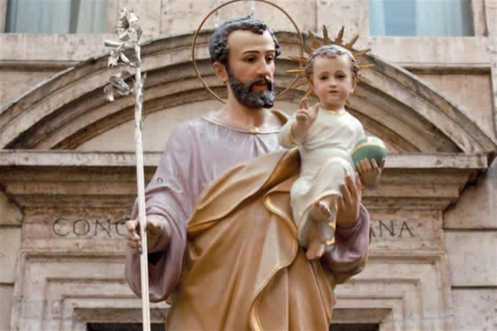 San Giuseppe con Gesù Bambino. L'immagine tratta dalla copertina di "Joseph" mensile degli Oblati di San Giuseppe