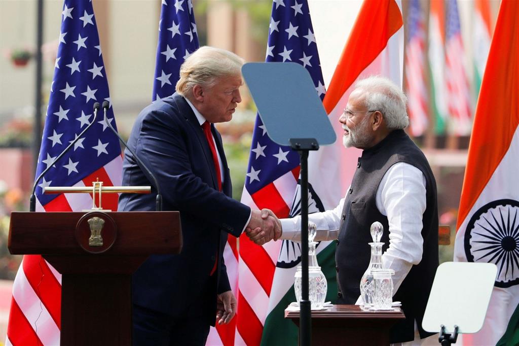 Il presidente Usa Donald Trump con il premier indiano Narendra Modi