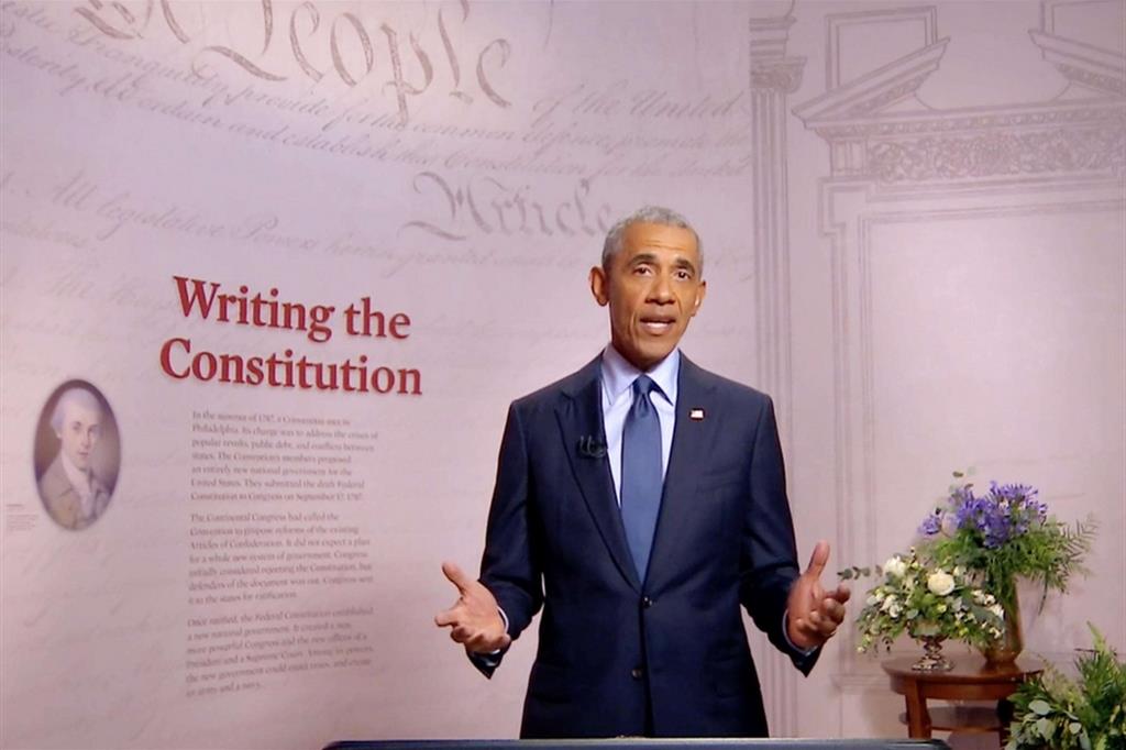 L'ex presidente Usa, Barack Obama, alla convention Dem che si è svolta in videocollegamento
