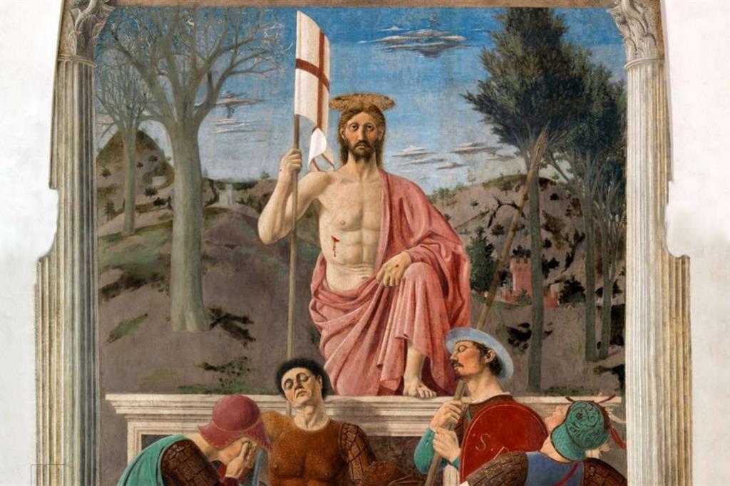Resurrezione, particolare dell'affresco di Piero della Francesca
