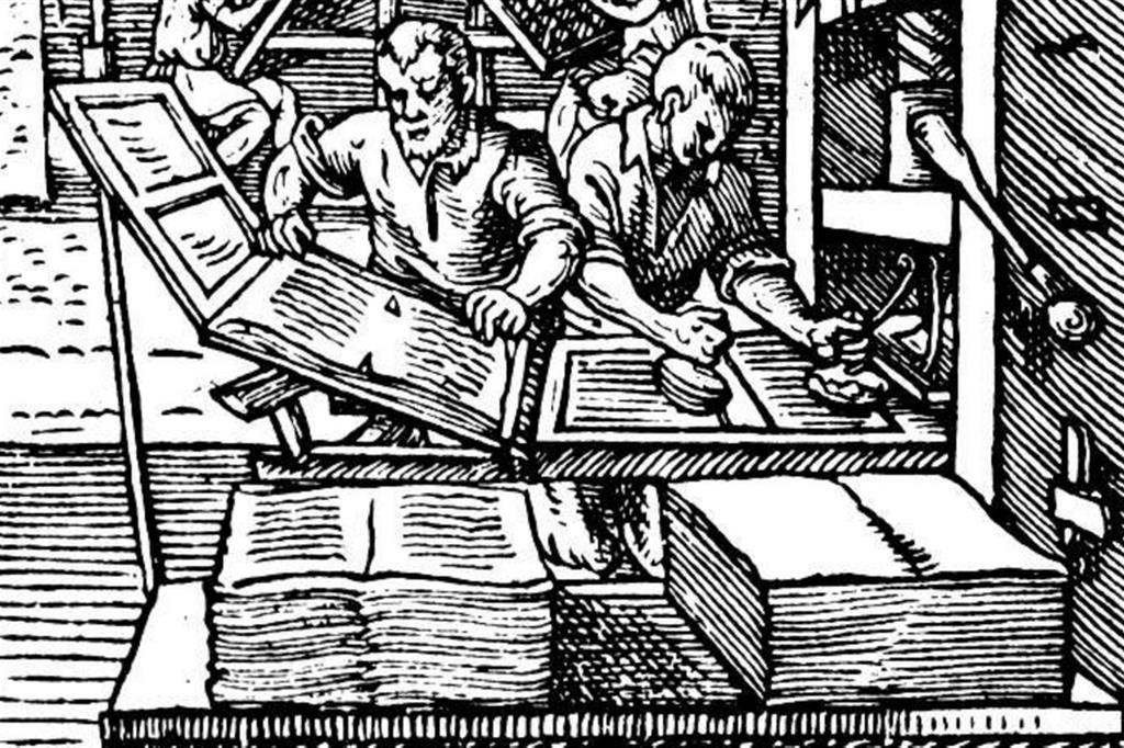 La stampa a caratteri mobili in una xilografia del 1568