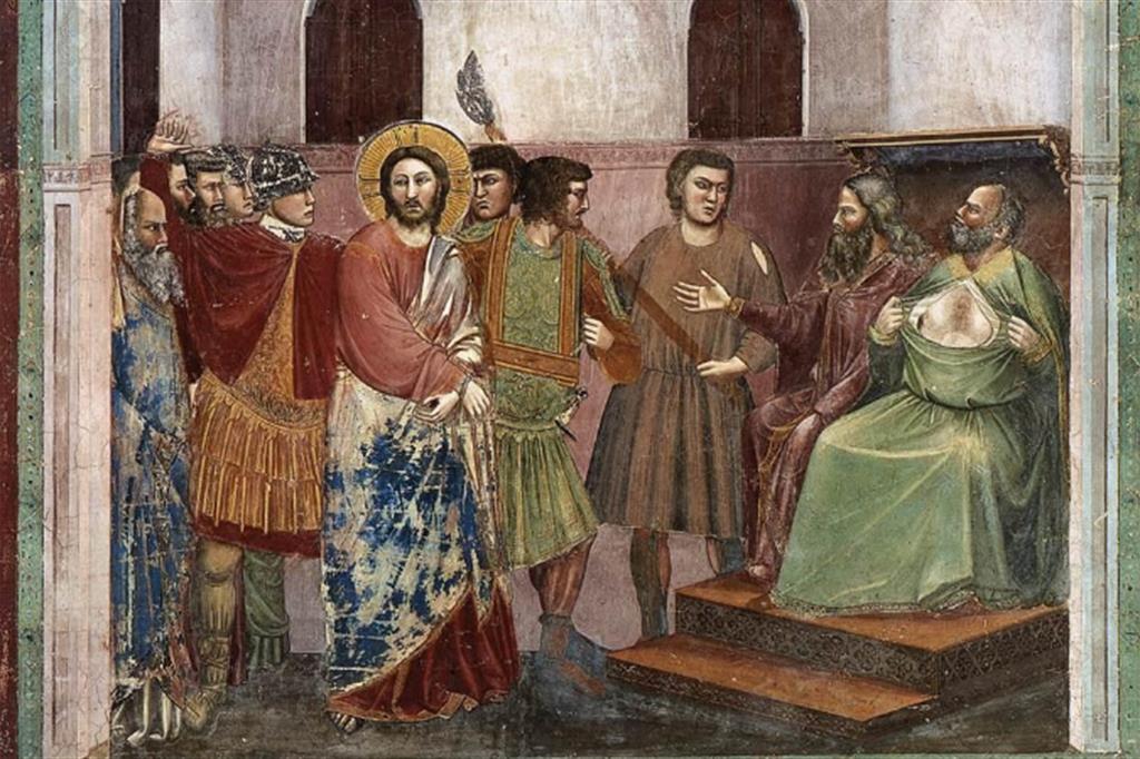 Giotto, "Cristo davanti a Caifa". Padova, cappelle degli Scrovegni