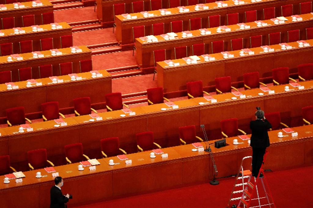 La Grande sala del Popolo a Pechino che ha ospitato i lavori del Congresso nazionale del popolo