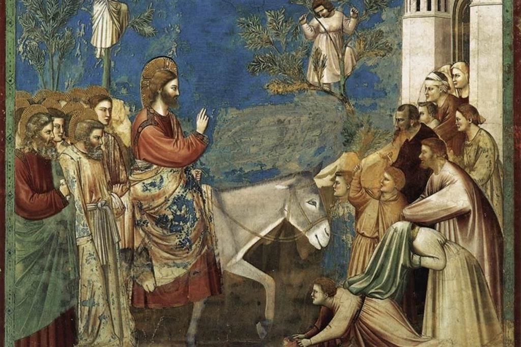 Giotto, L'ingresso a Gerusalemme, dagli affreschi della Cappella degli Scrovegni a Padova, particolare