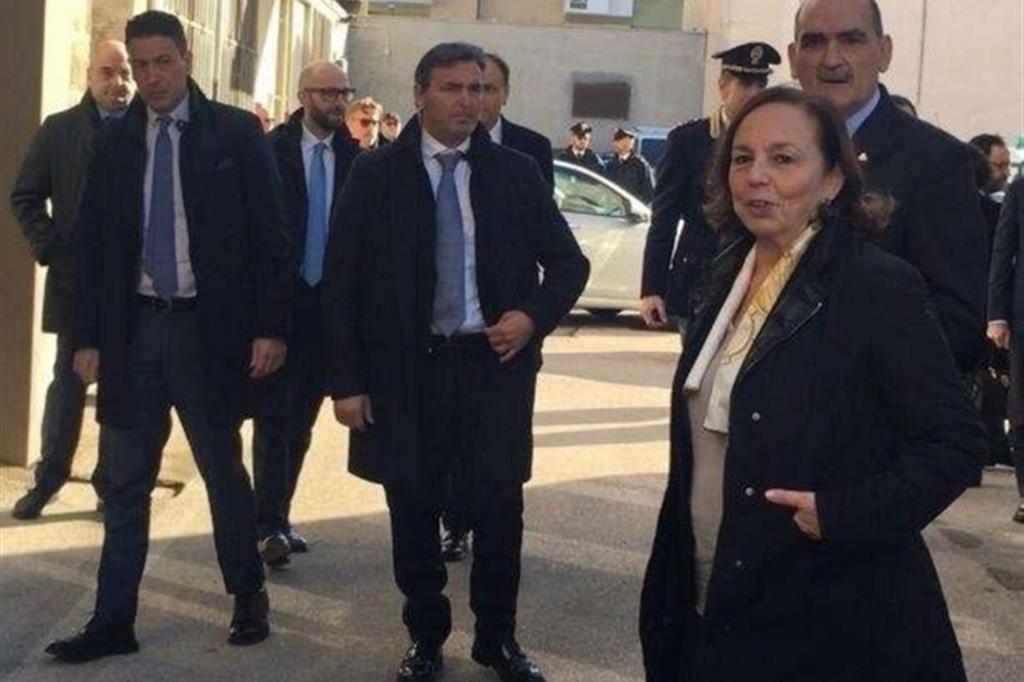 Il ministro degli Interni Luciana Lamorgese al suo arrivo, sabato scorso, presso la nuova sede Dia a Foggia