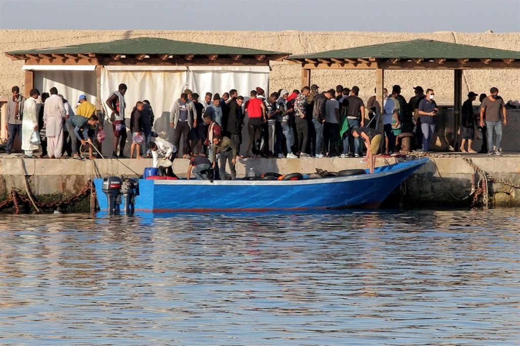 Migranti sull'isola di Lampedusa