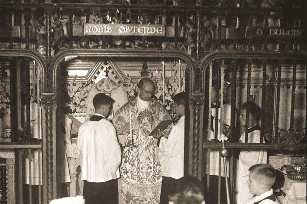 Una Messa celebrata al Santuario delle Grazie a Brescia da Giovanni Battista Montini quando era arcivescovo di Milano
