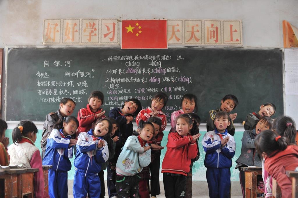 Bimbi cinesi nella provincia di Gansu