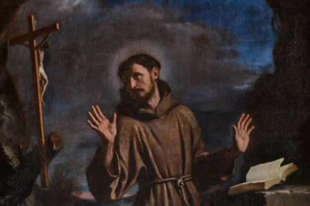 San Francesco in adorazione del Crocifisso, particolare opera del Guercino realizzata intorno al 1649