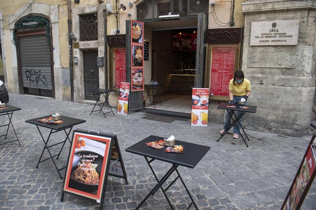 Un ristorante nel centro di Roma in attesa di riaprire