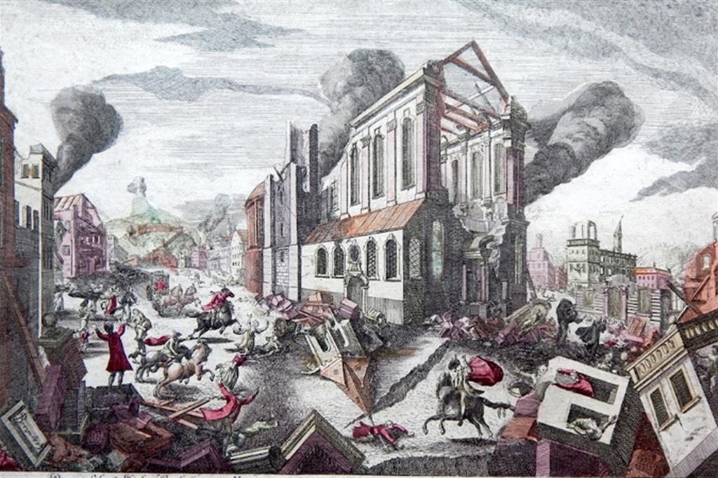 George Balthasar Probst, “Le terrible tremblement de terre à Messine” (1785) raffigurante il devastante terremoto che colpì Messina nel febbraio del 1783