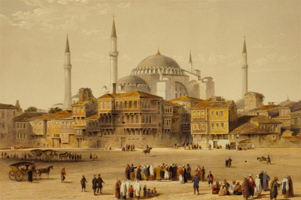 La Basilica di Santa Sofia a Istanbul in un dipinto di metà Ottocento