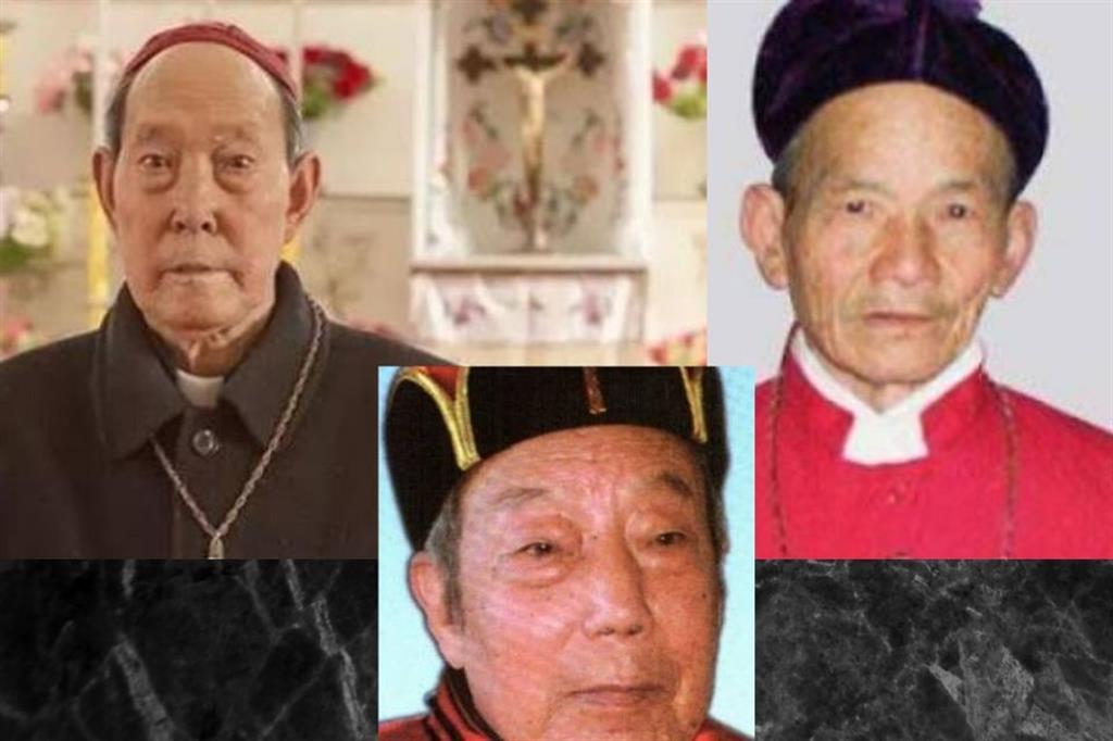 Da sinistra i vescovi cinesi monsignor Andrea Jin Daoyuan, monsignor Giuseppe Ma Zhongmu e monsignor Giuseppe Zhu Baoyu