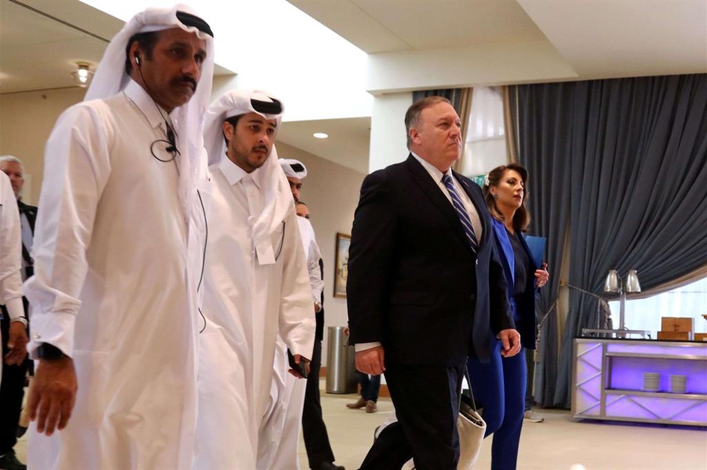 Il segretario di Stato americano, Mike Pompeo, arriva per la firma dell'accordo con i taleban a Doha