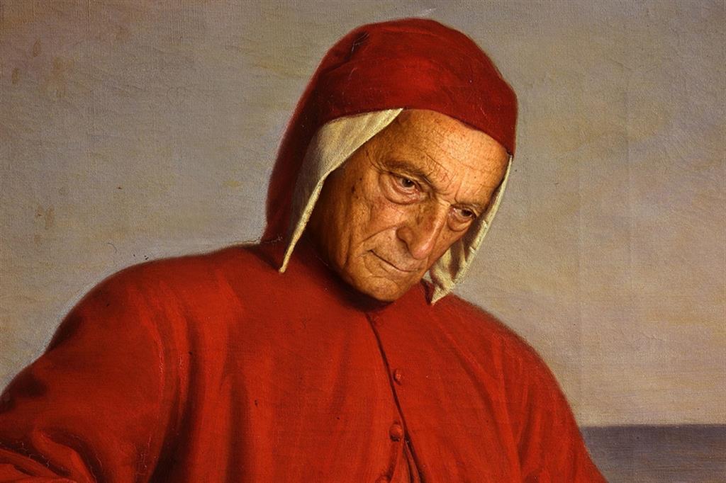 Un dipinto raffigurante Dante Alighieri di Domenico Peterlini (1822-1891)